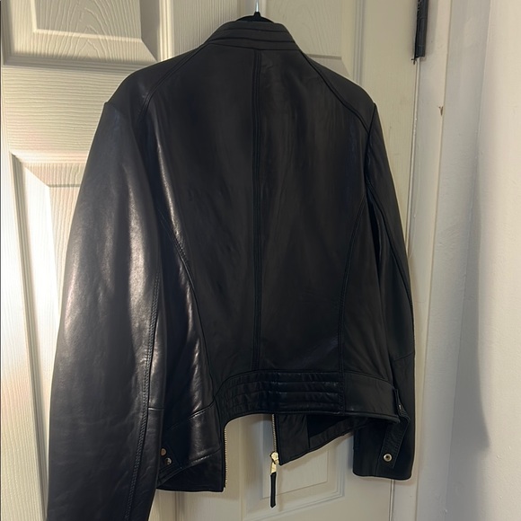 Boston Proper Black and Gold Leather Moto Jacket - Picture 4 of 9